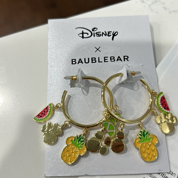 Disney Baublebar Mickey Mouse Enamel
Charm Hoop Earrings Watermelon Lime NWT - Picture 3 of 5